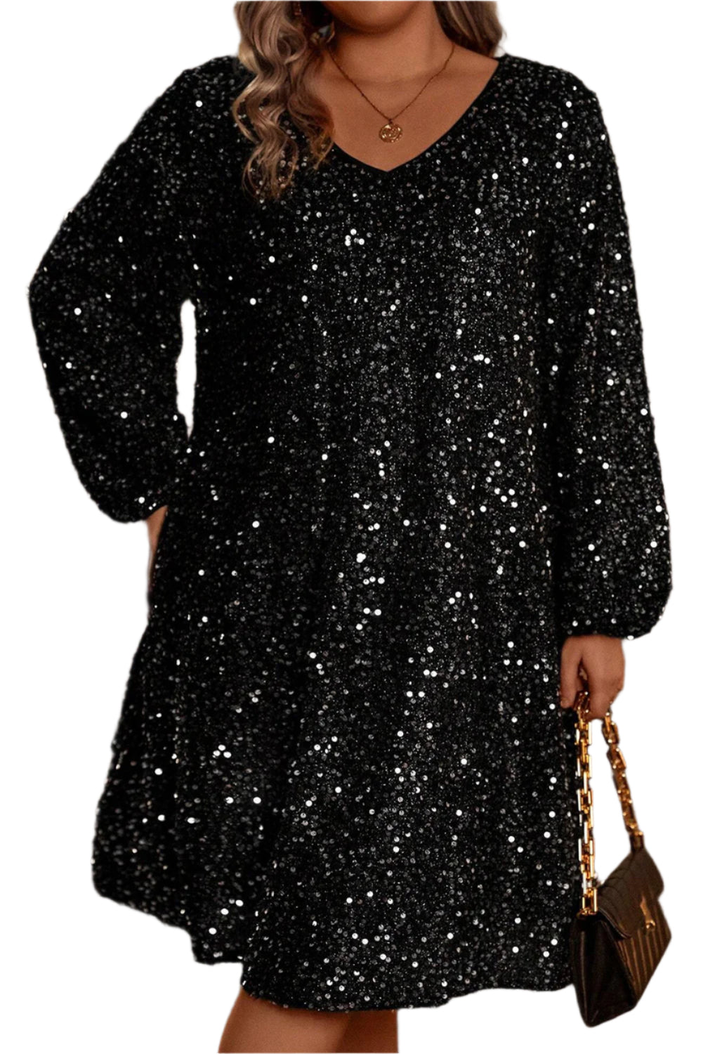 Black Sequin Dress - 1X - 4X