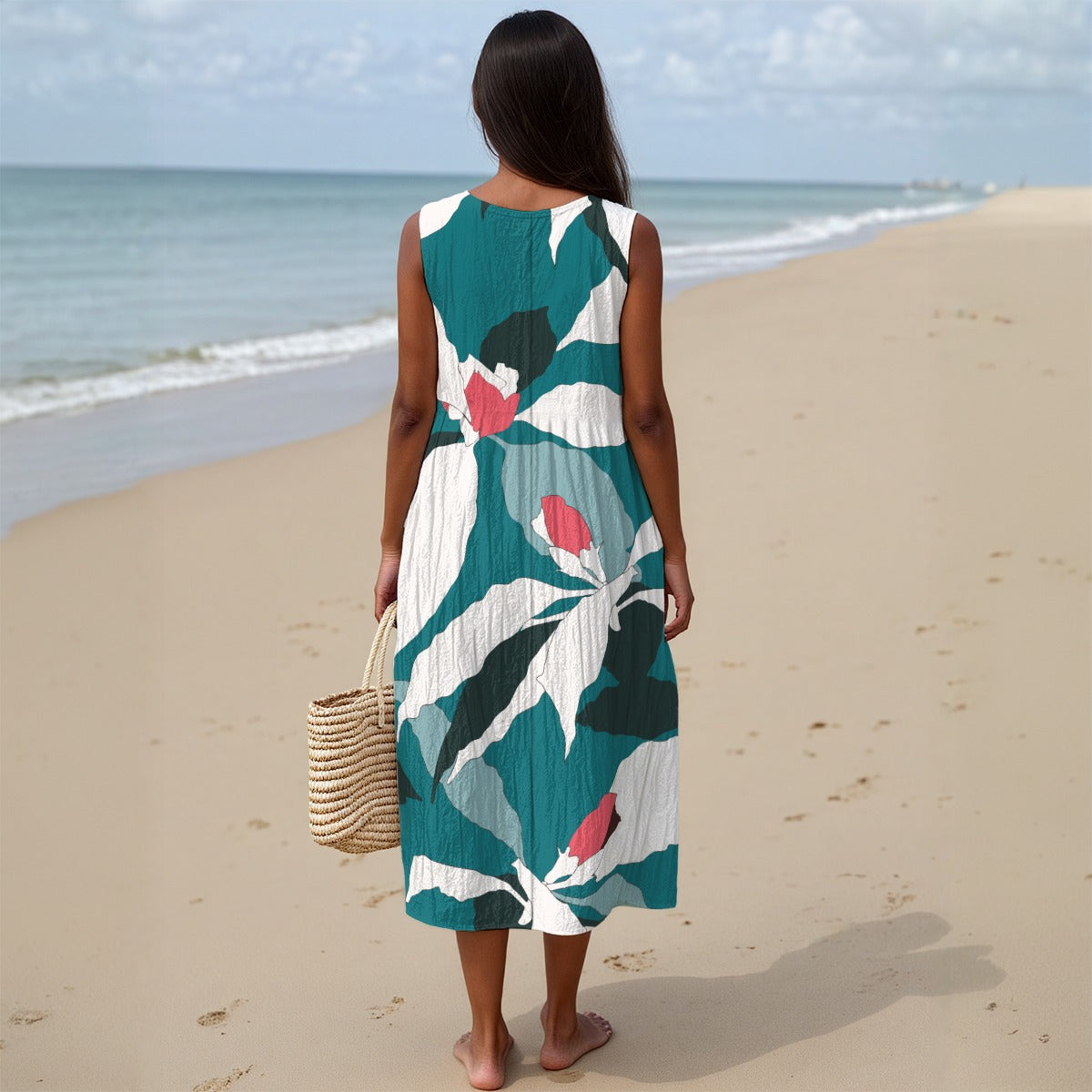 100% Cotton Turquoise Dress - Small - 5XL