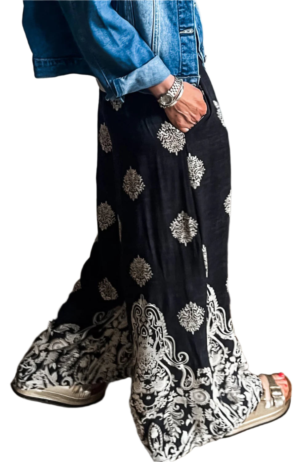 Grey Drawstring Wide Leg Pant - 1X - 4X