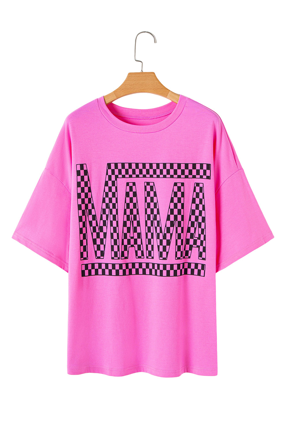 Bright Pink Checkered MAMA T-Shirt - 1X - 4X