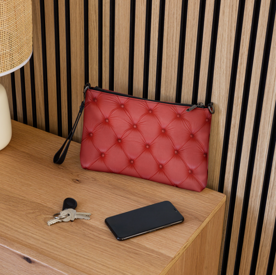 Red Button Tufted Crossbody Bag