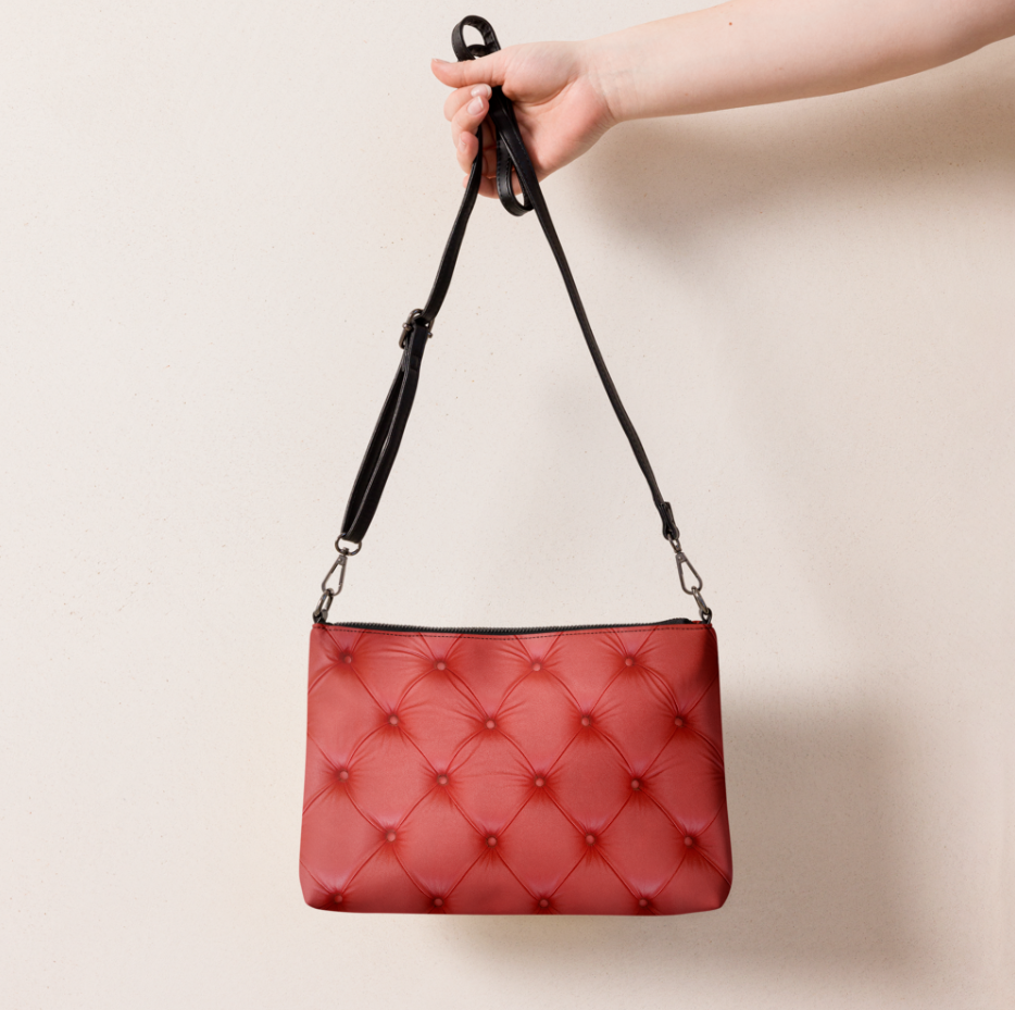 Red Button Tufted Crossbody Bag