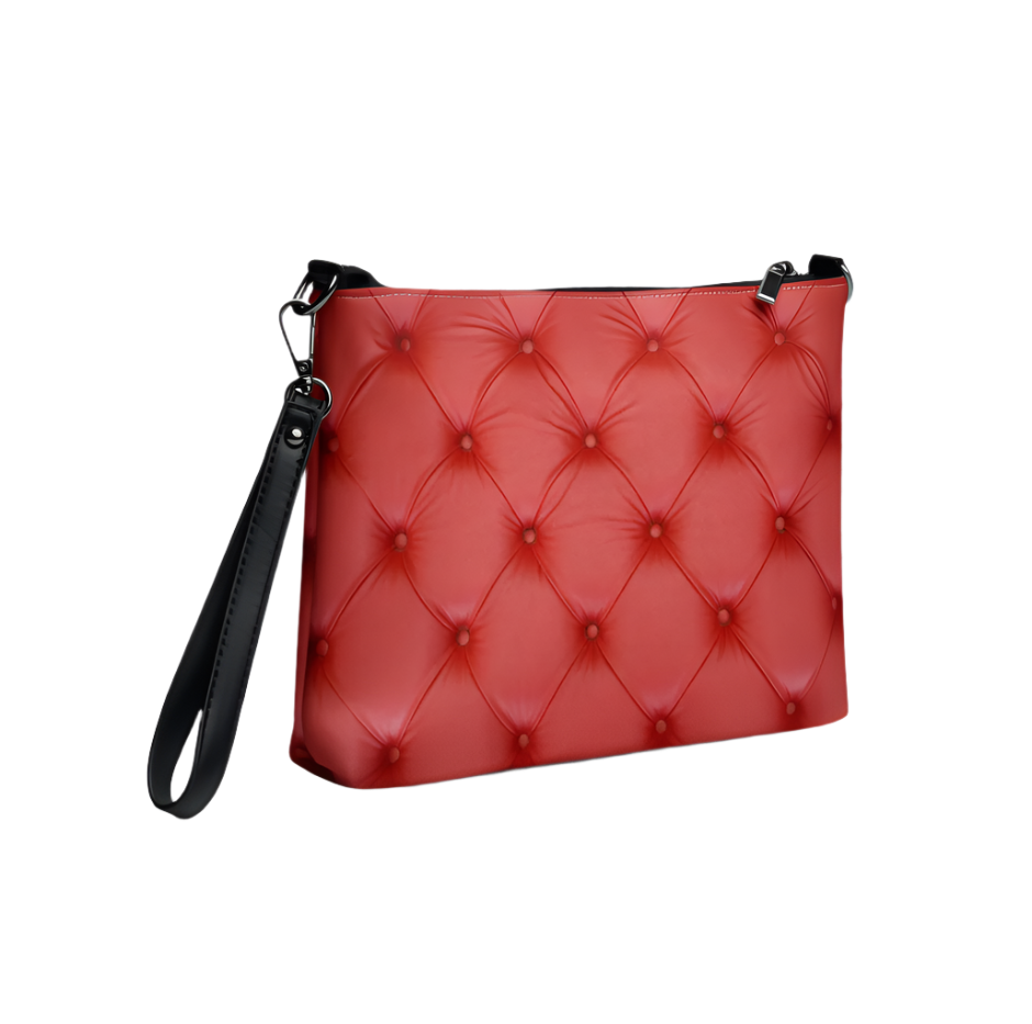 Red Button Tufted Crossbody Bag