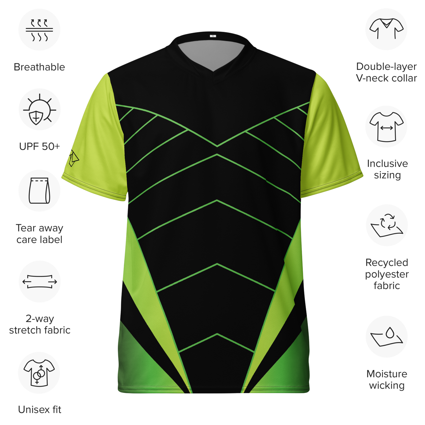 Neon Green Sports Jersey - 2XS - 6XL