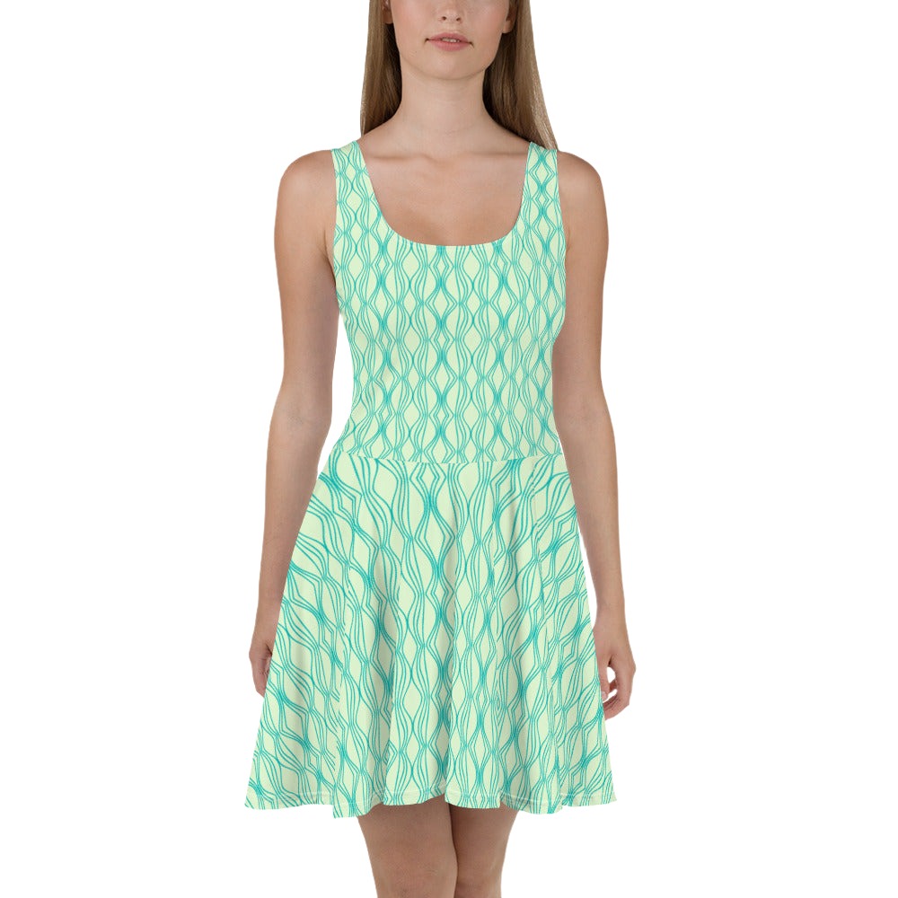 turquoise skater dress Express Turquoise Sleeveless Halter Short Mini Flare Skater Dress Women's 2