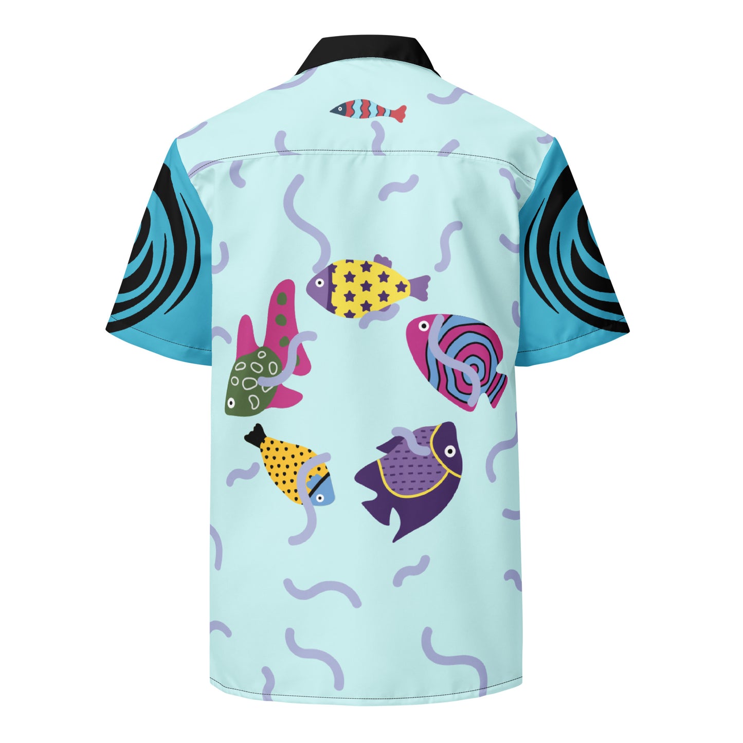 Teal Shirt Full of Fish