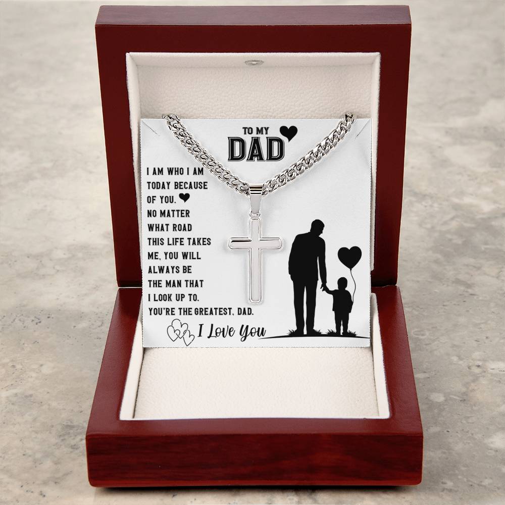 To My Dad | Cuban Chain with Artisan Cross Necklace