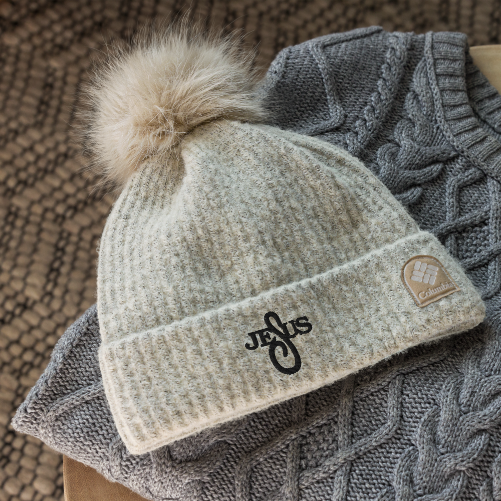 Columbia® Pom-Pom Embroidered Beanie - Tan