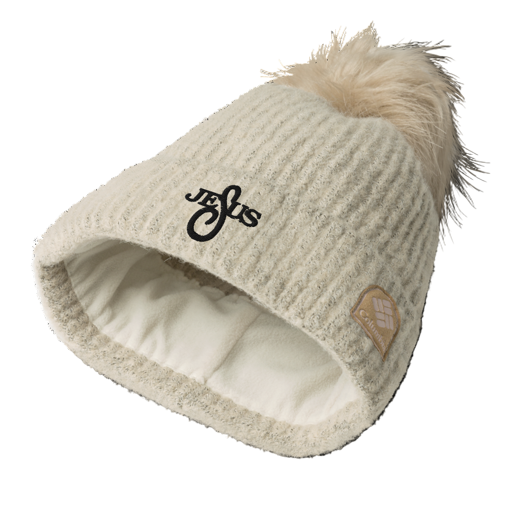 Columbia® Pom-Pom Embroidered Beanie - Tan