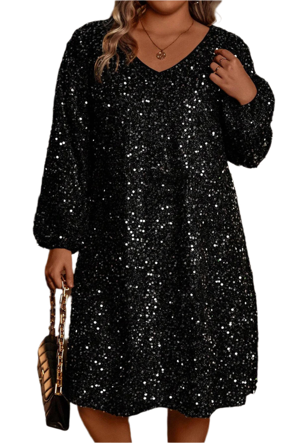 Black Sequin Dress - 1X - 4X
