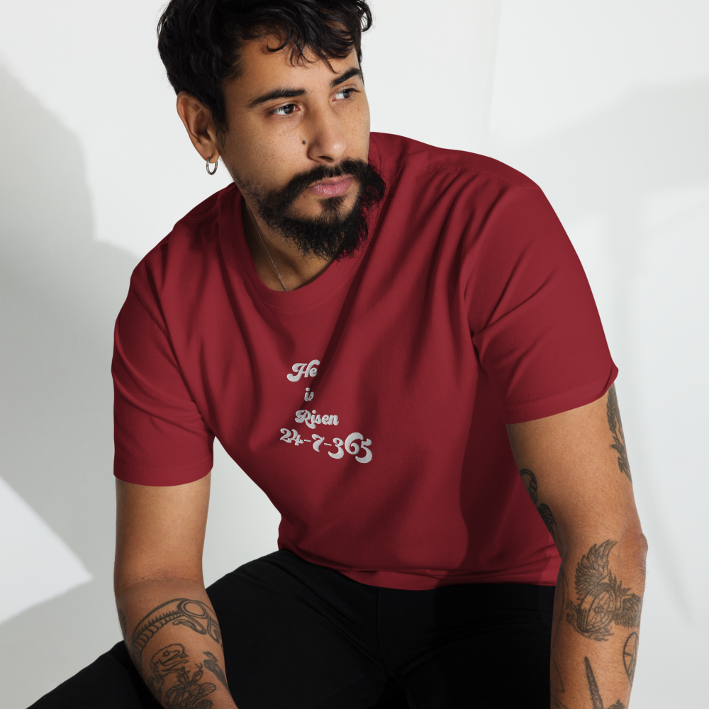 Premium "He is Risen" 24-7-365 - Embroidered T-shirt - Small - 4XL