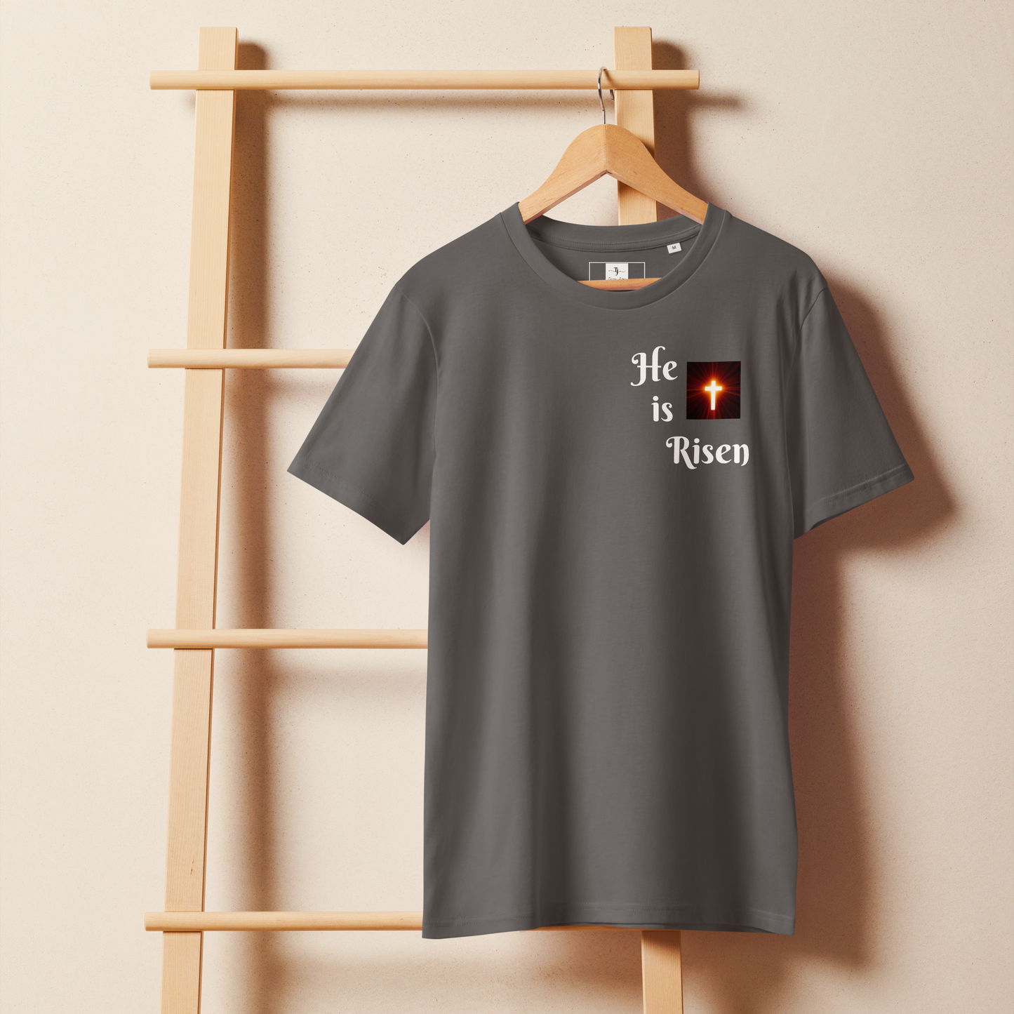 100% Org. Cotton "He is Risen" T-shirt - S - 2XL - 5 Colors