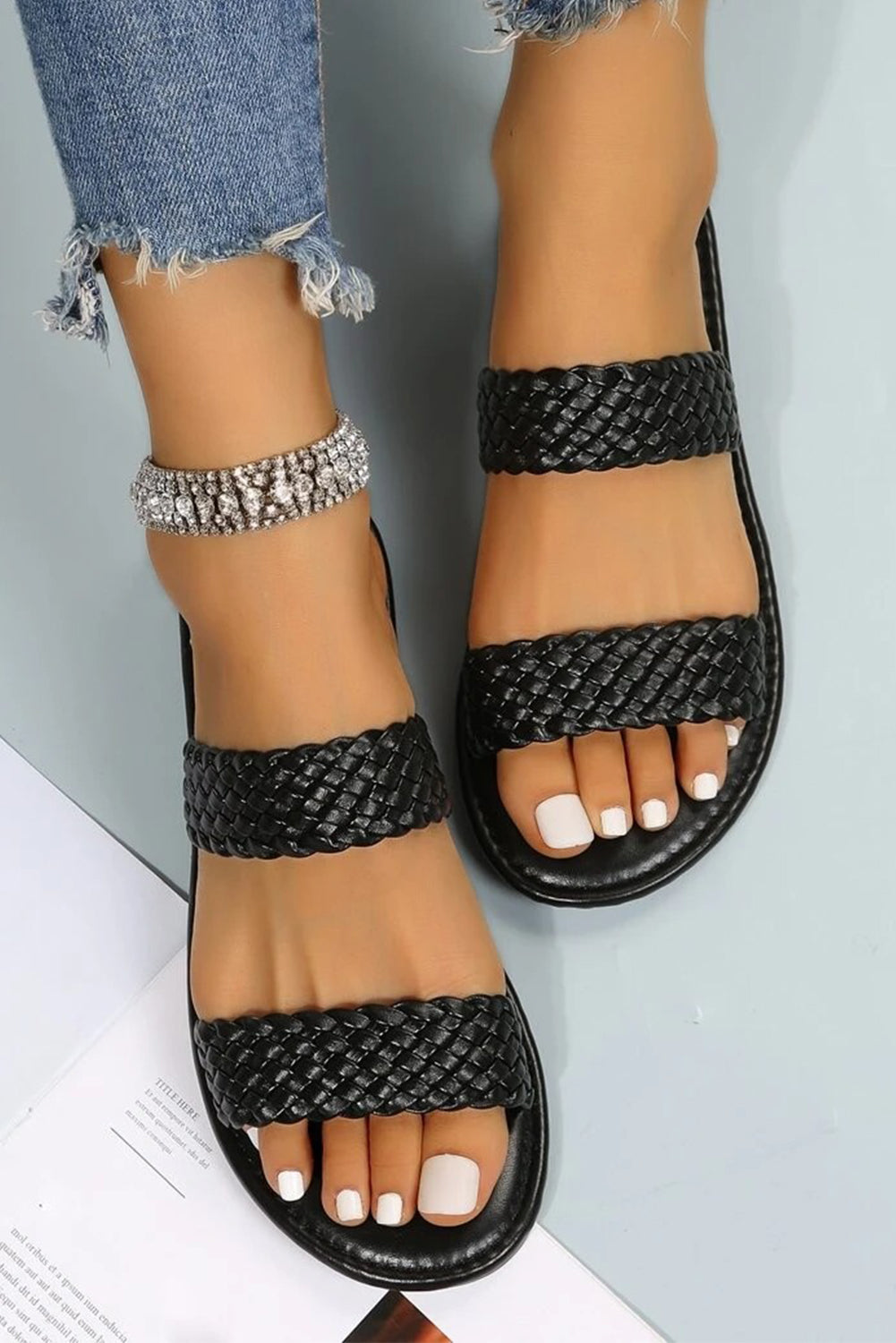 Chestnut Braided Double Band Leather Sandals