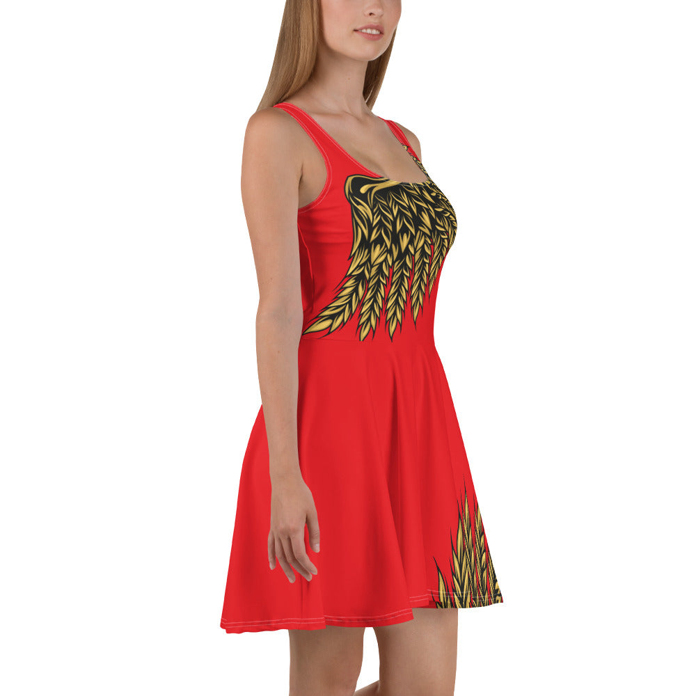 Winged Red Skater Dress   XS - 3XL