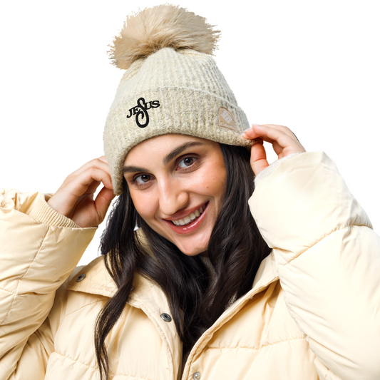 Columbia® Pom-Pom Embroidered Beanie - Tan