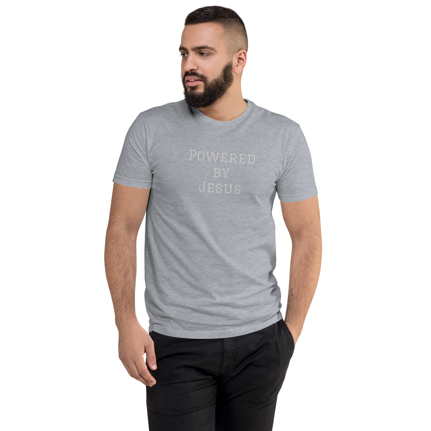 Powered by Jesus Embroidered T-shirt - XS - 3XL