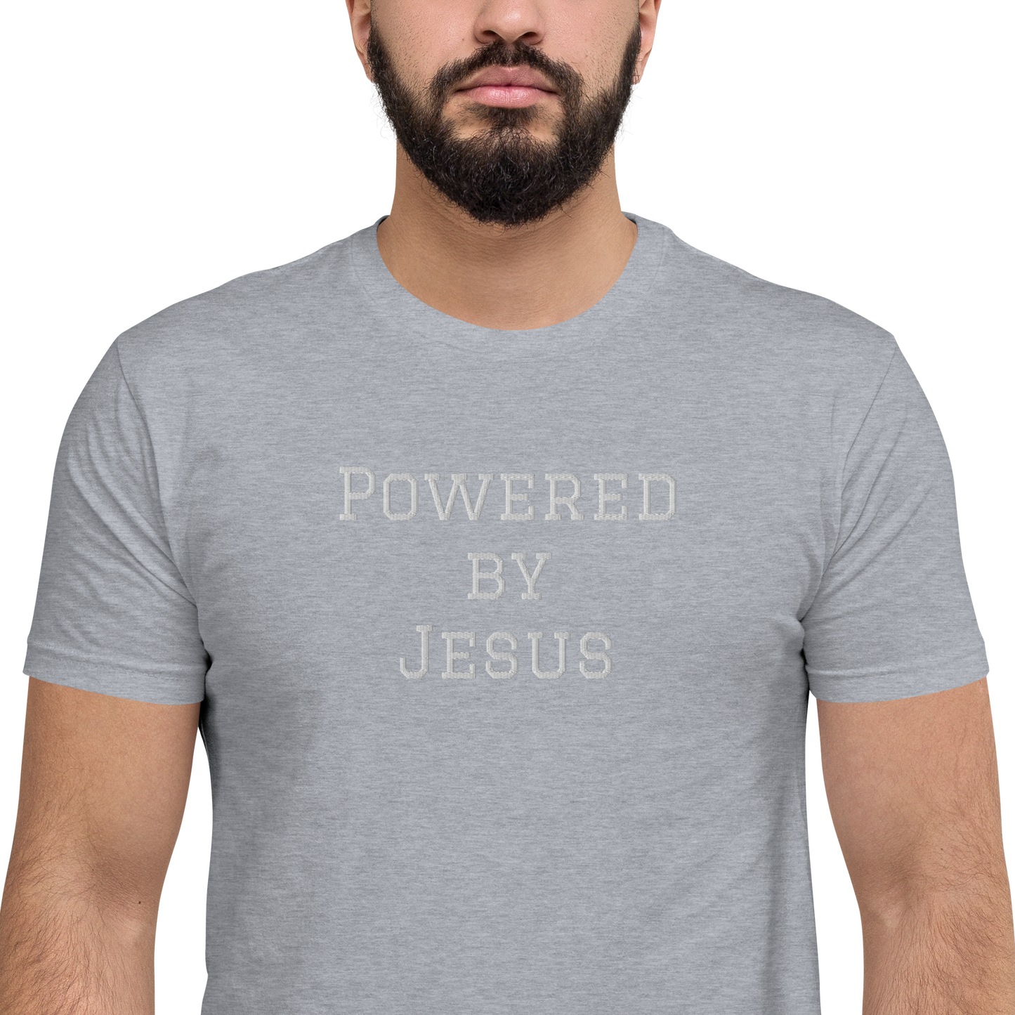 Powered by Jesus Embroidered T-shirt - XS - 3XL