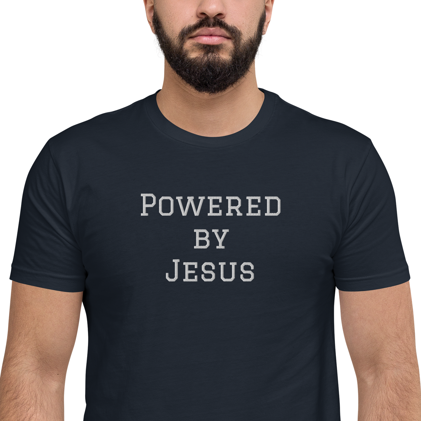 Powered by Jesus Embroidered T-shirt - XS - 3XL