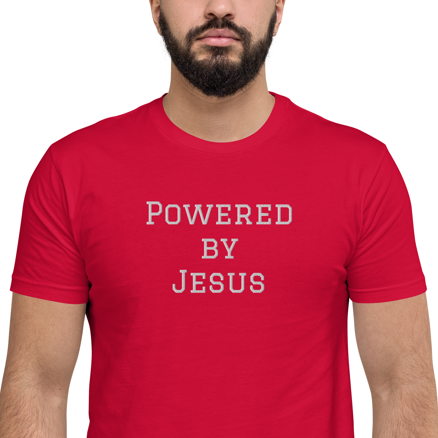 Powered by Jesus Embroidered T-shirt - XS - 3XL