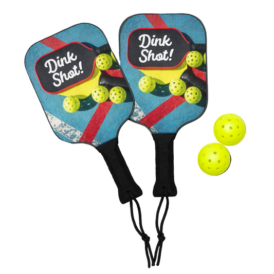Pickleball Paddle Set - 2 Wooden Paddles, 2 Balls & Bag